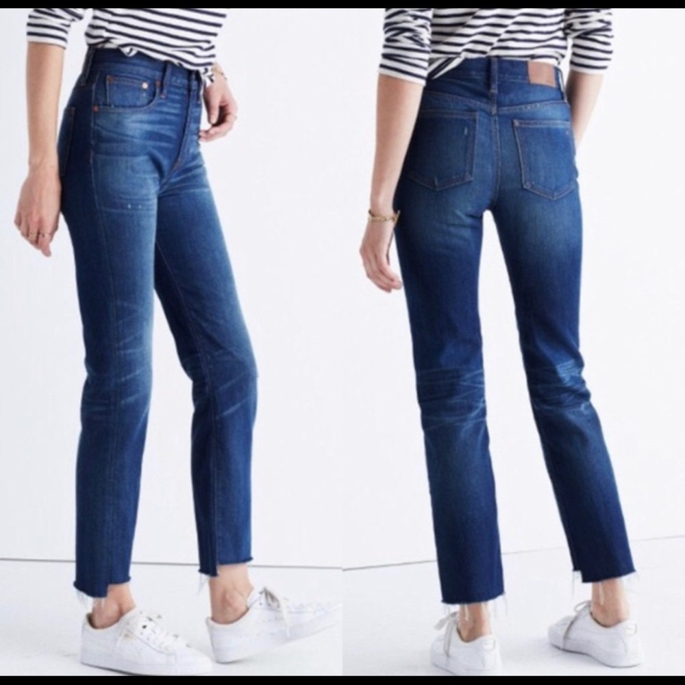 Madewell Jeans raw edge stem hem.